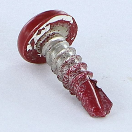 1 x Selbstbohrende Schrauben Edelstahl A2 Zylindrischer Halbrundkopf Pozi 3,5 x 13 RAL3011 braunrot ROU