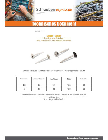 1 x Holzschrauben Flacher Senkkopf T20...