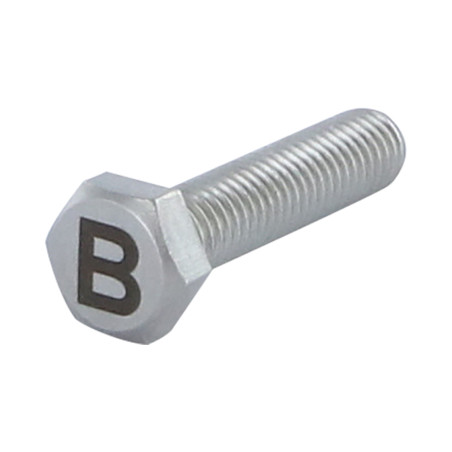 1 x Metallschrauben Sechskantkopf 8x35 Edelstahl A4 mit Buchstabengravur "B"