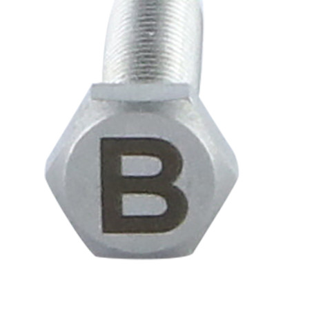1 x Metallschrauben Sechskantkopf 8x35 Edelstahl A4 mit Buchstabengravur "B"