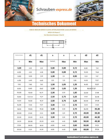 1 x Scheiben/Unterlegscheibe Flach M3X8X0,8 M...
