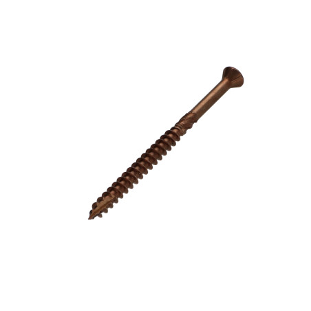 1 x Terrassenschrauben TEKOR Flacher Senkkopf T25 5x60 cut Bohrspitze mit Typ 17 Spitze Edelstahl A4 Braun