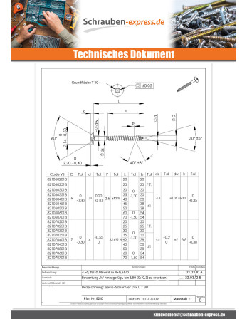 1 x Schraube Binder 7x45 Gesamtgewinde T30...