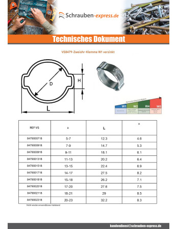 1 x Schlauchschelle zwei Flügel Durchmesser 18...