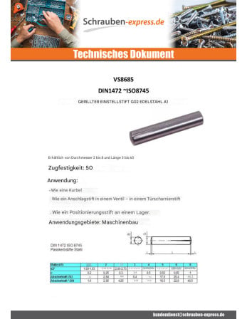 1 x Kerbstift G02 Edelstahl A1 3x8