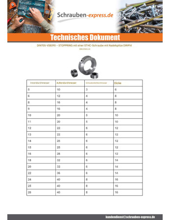 1 x Sicherungsring mit Schraube Durchmesser...