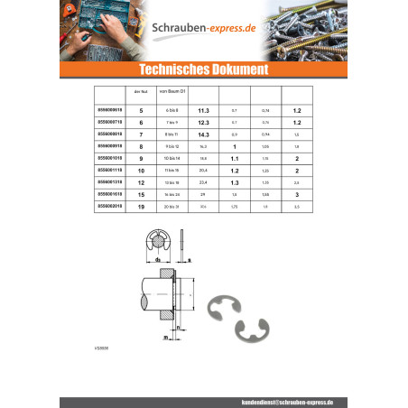 1 x Sicherungsringe STOPPEN Edelstahl A4 Durchmesser Nut 1.9