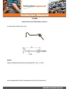 Sturmhaken 4x60 Edelstahl A2 2