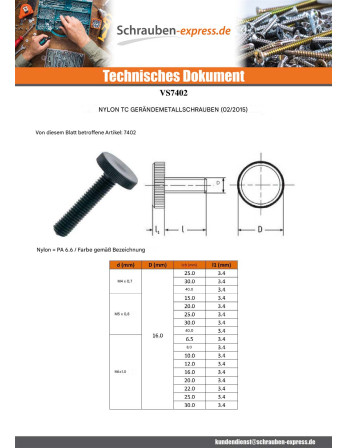 1 x Metallschrauben schwarzes Nylon...