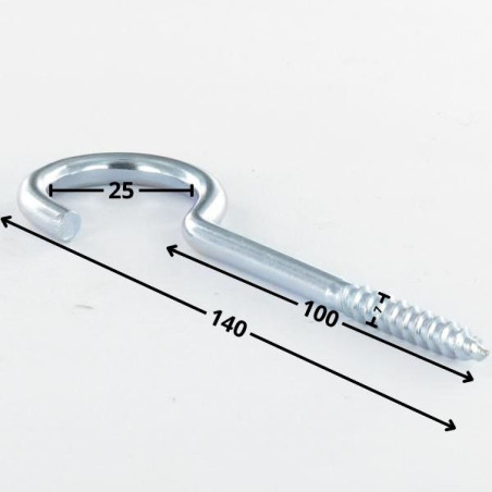 1 x Haken SCHRANK 7x100 Mit Gewinde 36 Gesamtlänge 140 Verzinkt