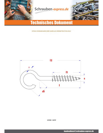 1 x Haken SCHRANK 7x100 Mit Gewinde 36...