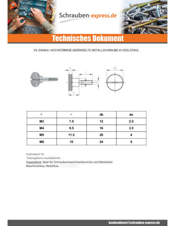 1 x Metallschrauben Gerändelt Gespalten form...