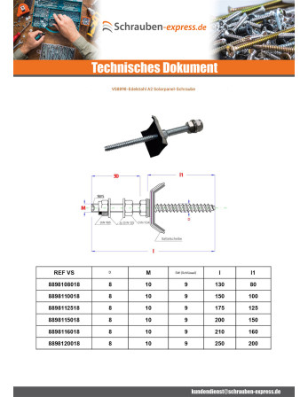 1 x Schraube Kalotten für Solarpanel M10...