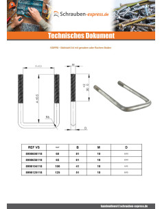 Klemmbügel Flacher Rücken M10/30/30 100x41x100 Edelstahl A4 2