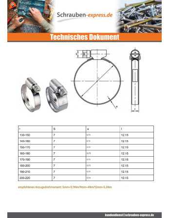 1 x Schlauchschelle Edelstahl W4 Durchmesser...
