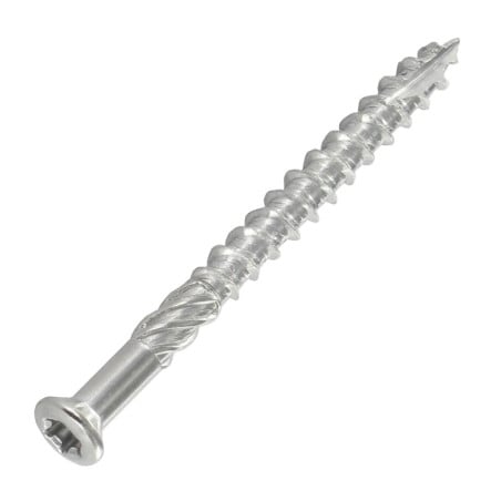 1 x Terrassenschrauben TEKOR Flacher Senkkopf T25 5X70 cut Bohrspitze mit Typ 17 Spitze Edelstahl A4