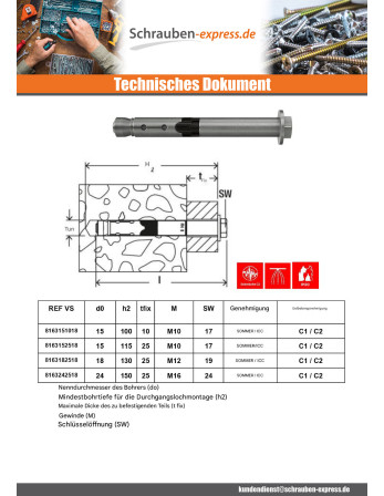 1 x Dübel Edelstahl Fischer FH II 15/25 S R