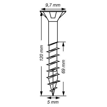 1 x Spax T-STAR MEHR Senkkopfschraube T20 Edelstahl A2 5x120 Mit Gewinde 69