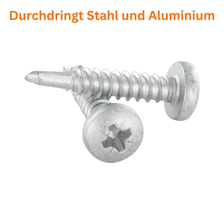 1 x Selbstbohrende Schrauben Zylindrischer Flachkopf Pozi 4,8 x 25 Edelstahl AISI 410