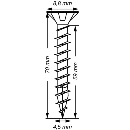 1 x Spax T-STAR MEHR Senkkopfschraube T20 Edelstahl A2 4,5 x 70 Gesamtgewinde