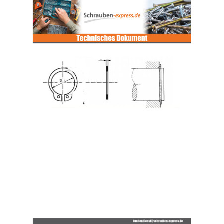 1 x Sicherungsring Außenbereich Edelstahl Für Wellen Durchmesser 90