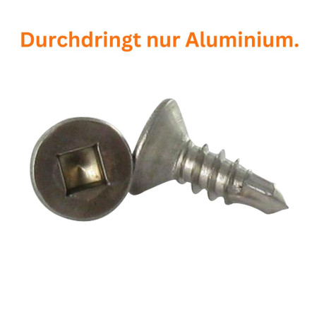 1 x Selbstbohrende Schrauben Edelstahl A2 Senkkopfschraube Carr 4,8 x 16 Viereckig 2