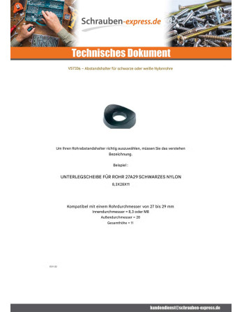 1 x Scheiben/Unterlegscheibe 8,3 x 28 x 11 Für...