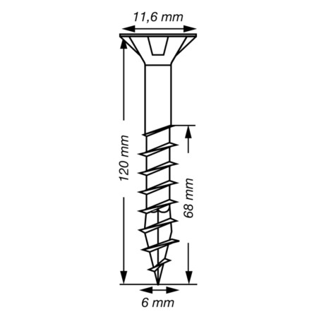 1 x Spax T-STAR MEHR Senkkopfschraube T30 Edelstahl A2 6x120 Mit Gewinde 68