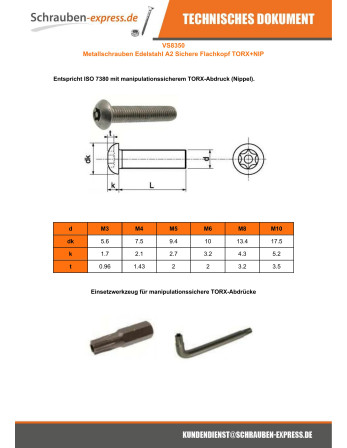 1 x Metallschrauben Edelstahl A2 Sichere...