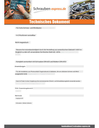 1 x Haken Von für Dächer VARIO 140x56x5 /6...