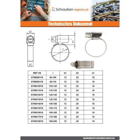 1 x Schlauchschelle Edelstahl W5 Durchmesser 25 für 40 Bandbreite 9