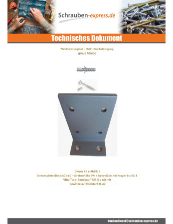 1 x KIT Montageplatte BEIN Von STÄRKE Grau