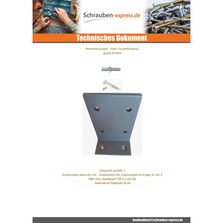 1 x KIT Montageplatte BEIN Von STÄRKE Grau