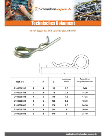 1 x Splint Federstecker Doppelt 5 Verzinkt