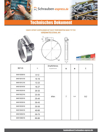 1 x Schlauchschelle versetzter Kopf...