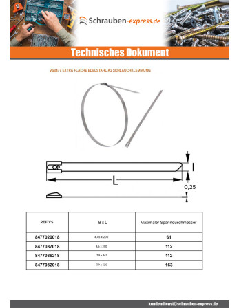 1 x Schlauchschelle extra flach 4,6 x 200...