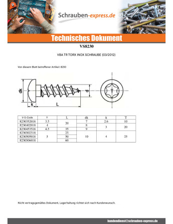 1 x Spanplattenschrauben Edelstahl A2 Rundkopf...