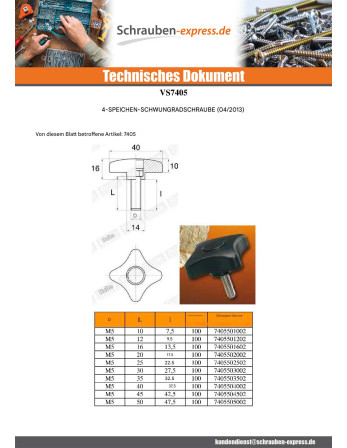 1 x Spitze Klemmen 4 NIEDERLASSUNGEN M6x16...