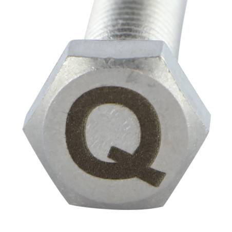 1 x Metallschrauben Sechskantkopf 8x35 Edelstahl A4 mit Buchstabengravur "Q"