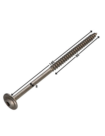 1 x Spanplattenschrauben Edelstahl A2 8x140 Mit...