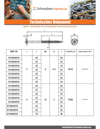 1 x Spanplattenschrauben Edelstahl A2 8x140 Mit...
