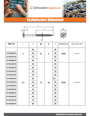 1 x Spanplattenschrauben Edelstahl A2 8x140 Mit...