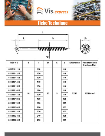 1 x Spanplattenschrauben Edelstahl A2 8x140 Mit...