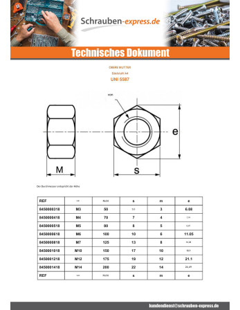 1 x Muttern HH M27 Dicke 27 Edelstahl A4