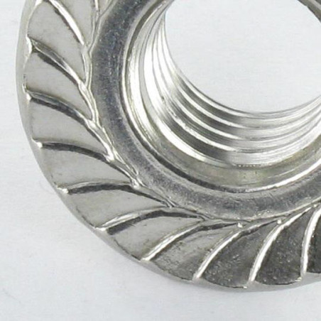 1 x Sechskantmutter Edelstahl A2 Kreuzschlitz mit gezahntem Flansch M5