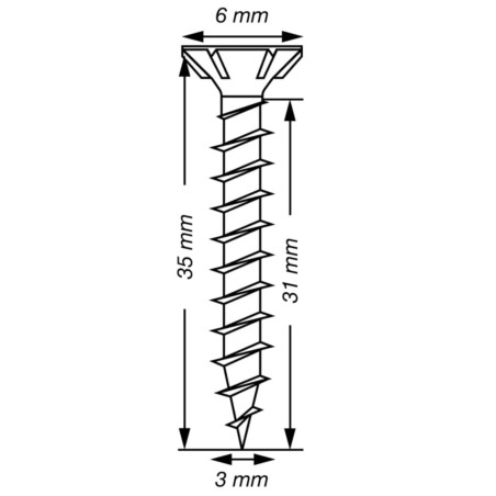 1 x Spax T-STAR MEHR Senkkopfschraube T10 Edelstahl A2 3x35 Gesamtgewinde Mikroschrauben