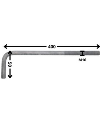 1 x Haken Metalle große Länge M16x400 Mit...