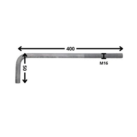 1 x Haken Metalle große Länge M16x400 Mit Gewinde 150 Haken 50 Hohe Korrosionsbeständigkeit Stahl feuerverzinkt