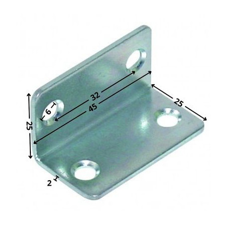 1 x Halterungen 25x25x45 4 Löcher Durchmesser 6 Verzinkt