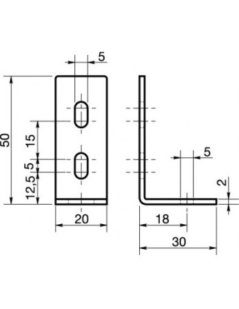 1 x Halterungen Einstellung 30x50x20 3 Löcher...